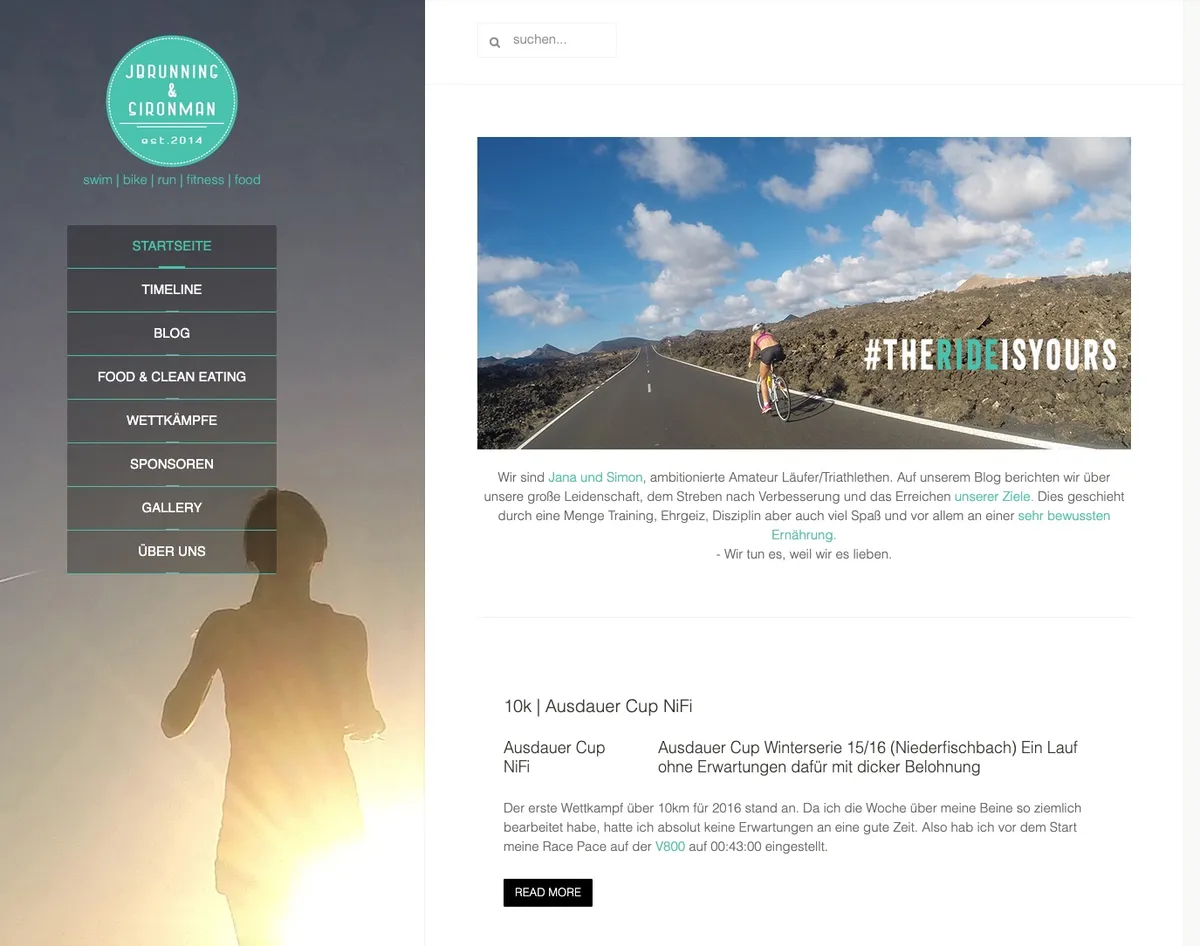 Screenshot des früheren Sportblogs jbrunning und sironman