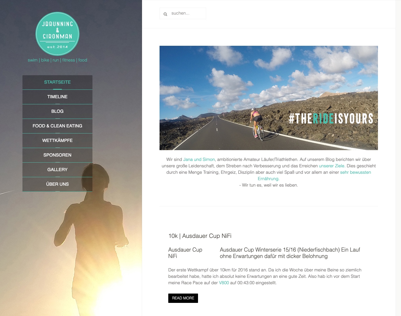 Screenshot des früheren Sportblogs jbrunning und sironman